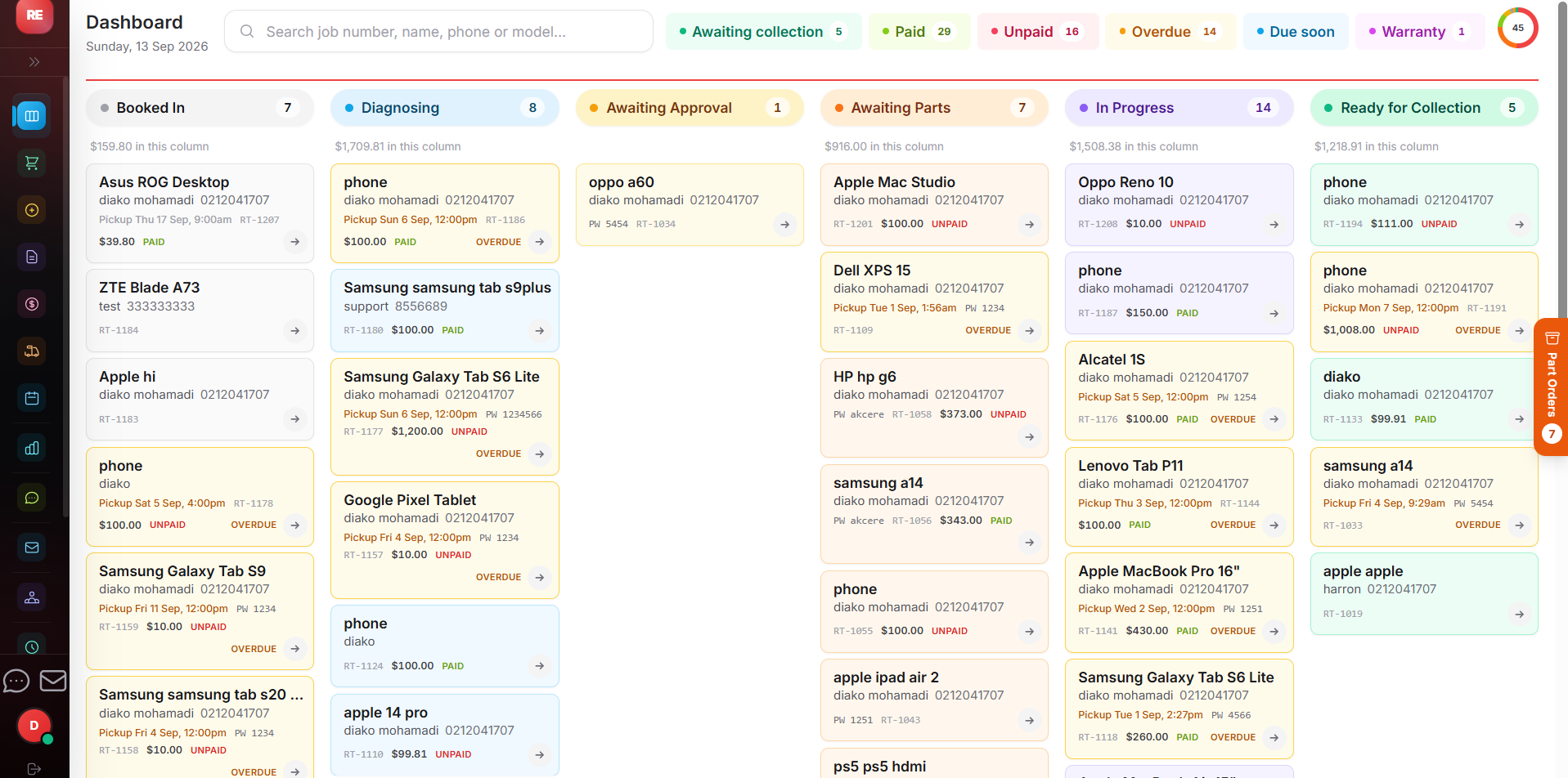 CoreHub POS dashboard